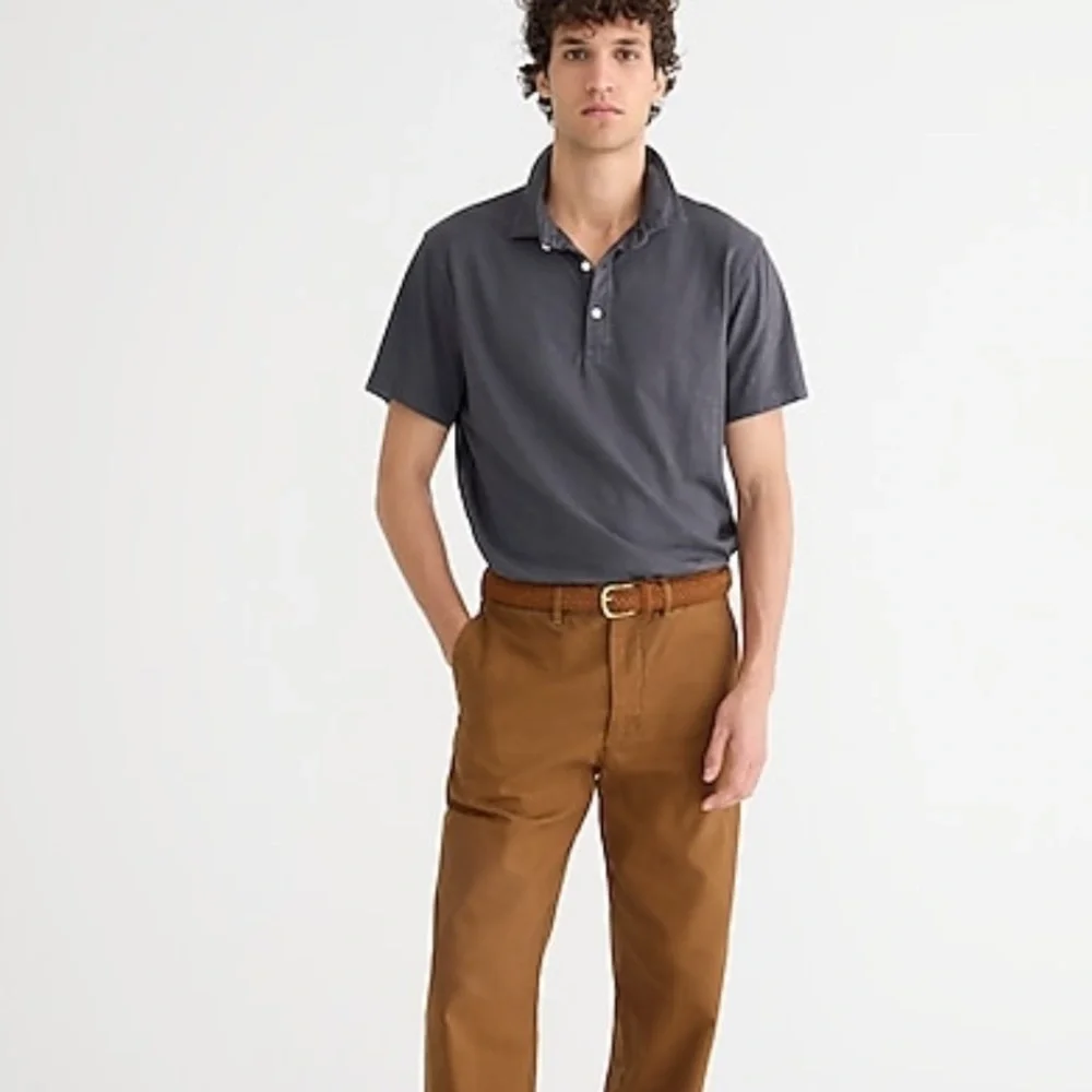J crew garment dyed slub cotton polo shirt black